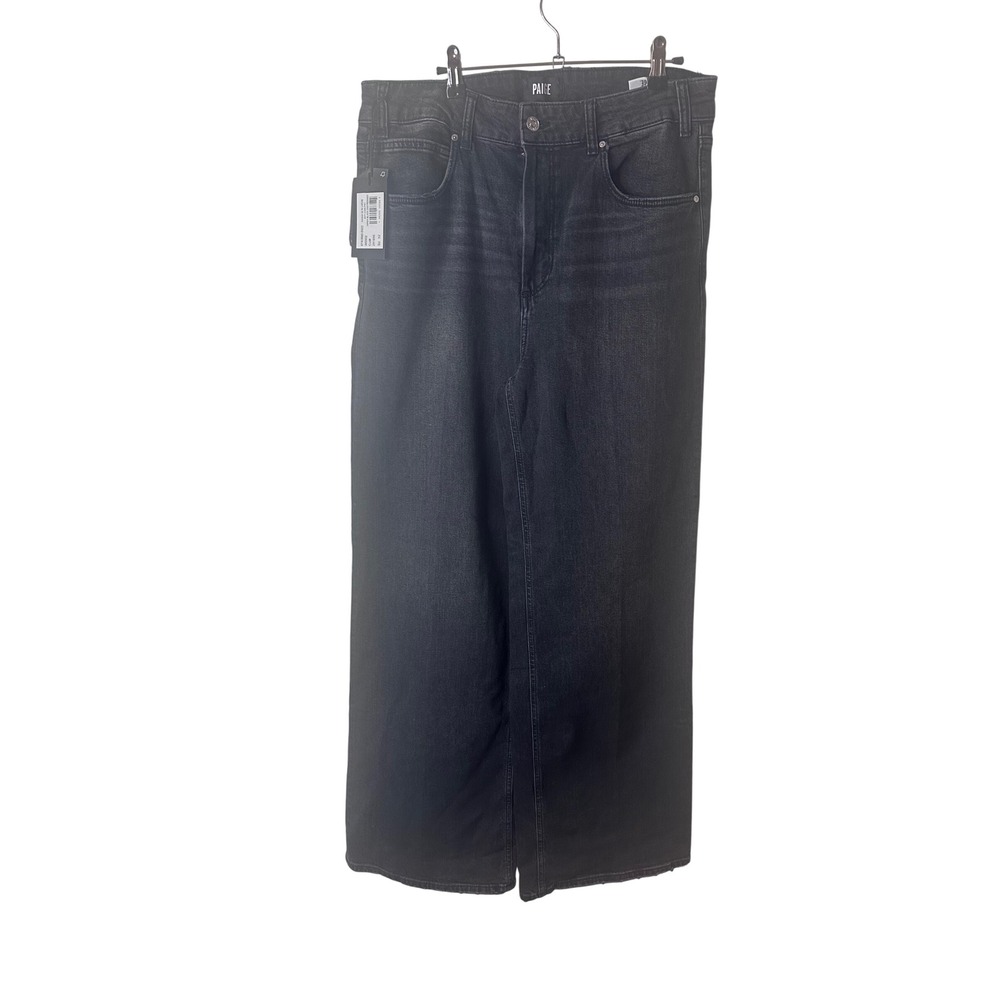 NEW Paige Sasha High Rise Wide Leg Jeans Viper Black Distressed Sz 32 - Picture 4 of 11